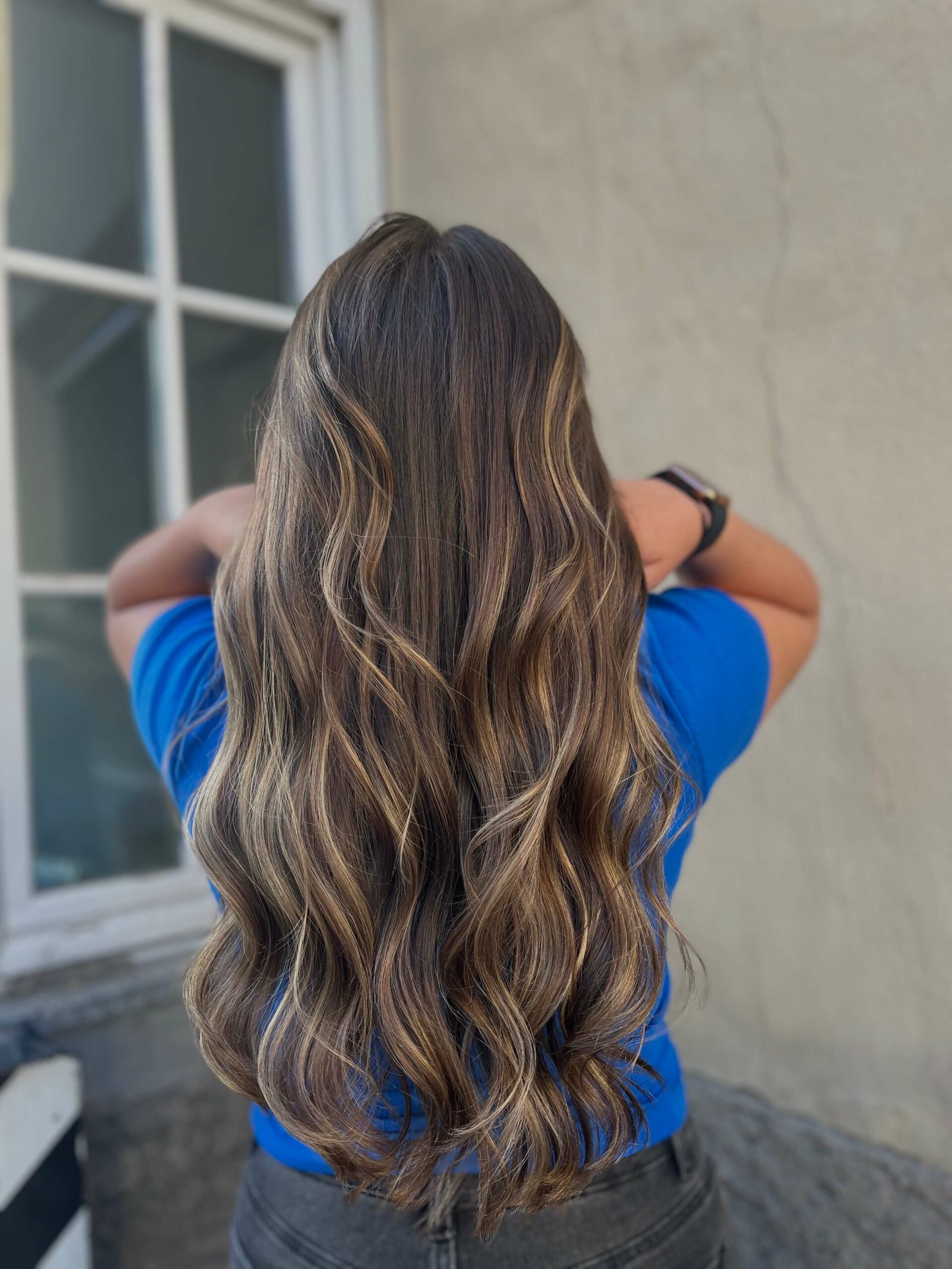 brown hair with blonde balayage