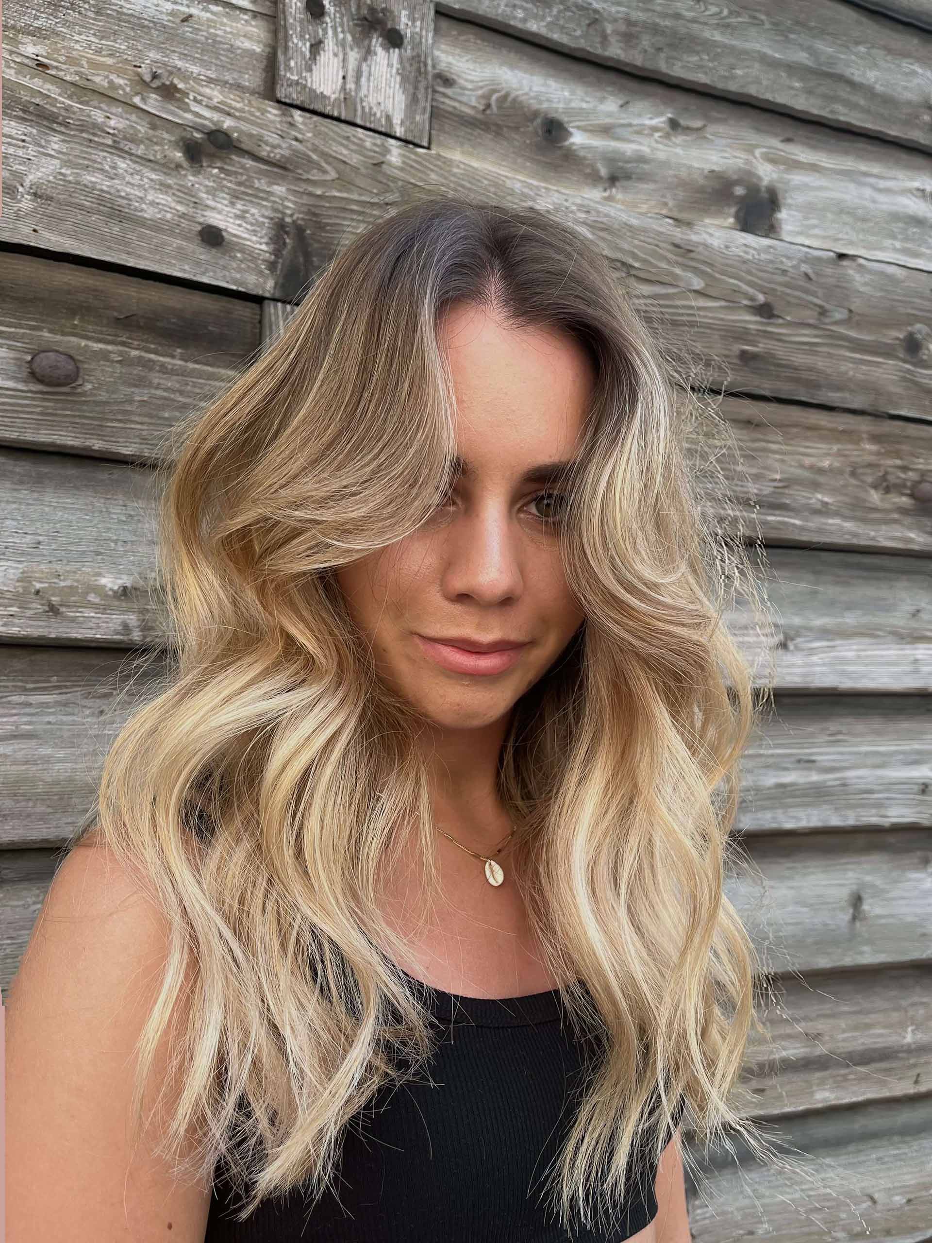 honey-blonde hair balayage