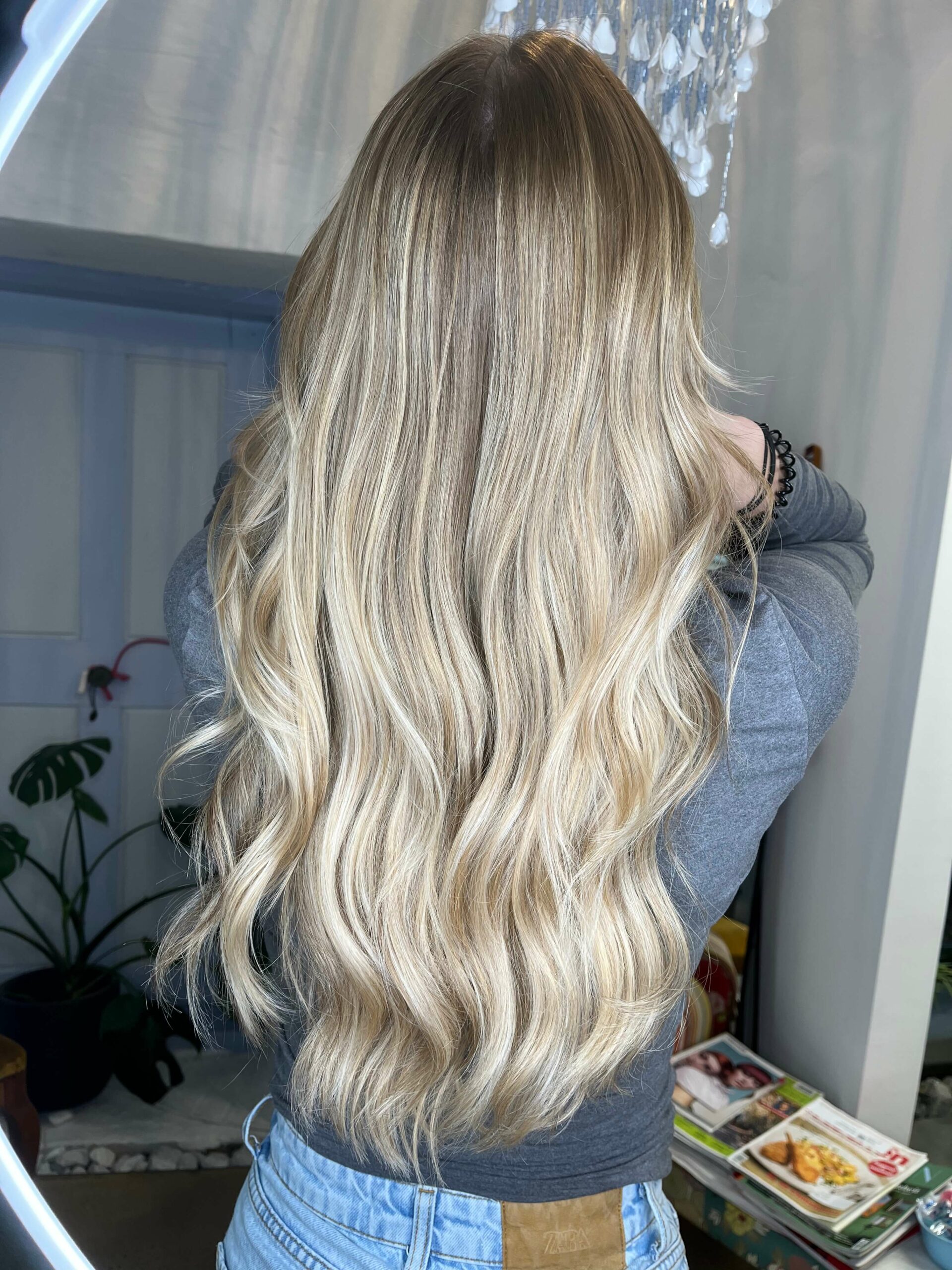 white-blonde hair balayage